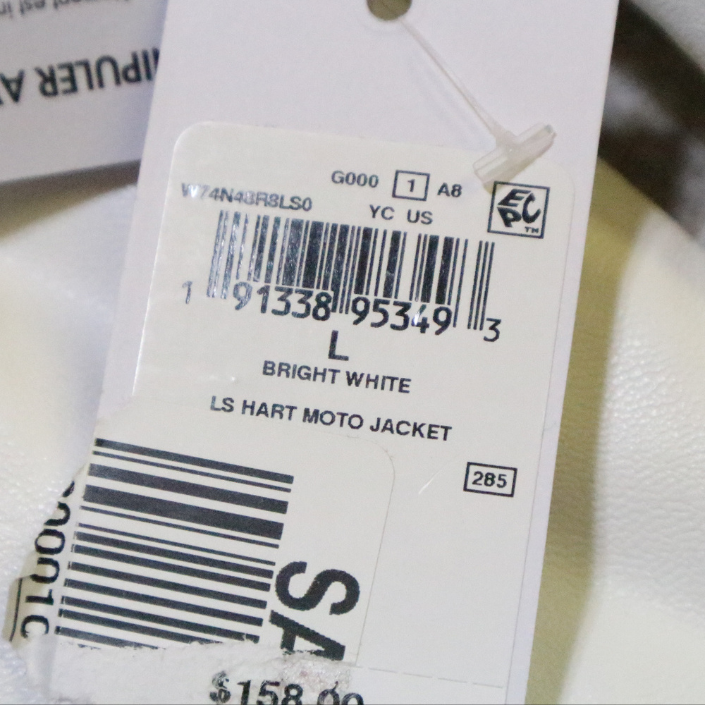 GUESS LS Hart Bright White Moto Jacket NWT Sz LG Women - Picture 5 of 8